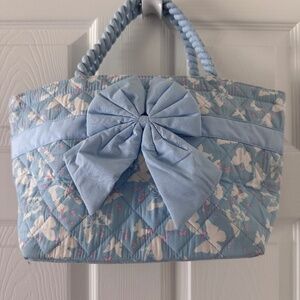 Big Blue bow shoulder tote bag